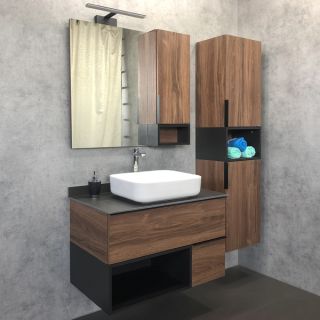 Comforty Шкаф-колонна Штутгарт-40 дуб тёмно-коричневый